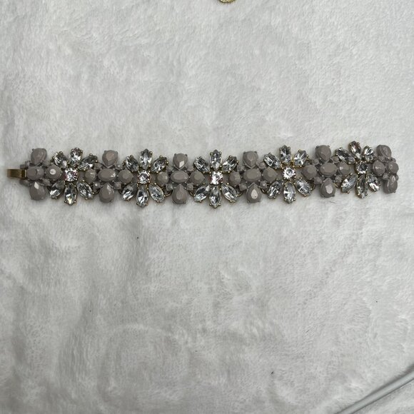 J.Crew Gold & Grey Floral Crystal Bracelet - Picture 4 of 5